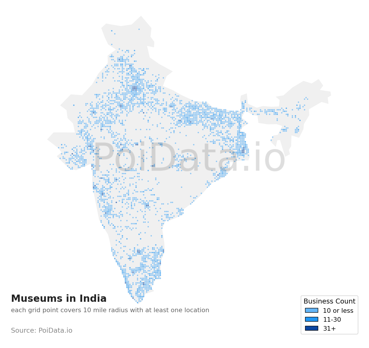 Museum density map for India