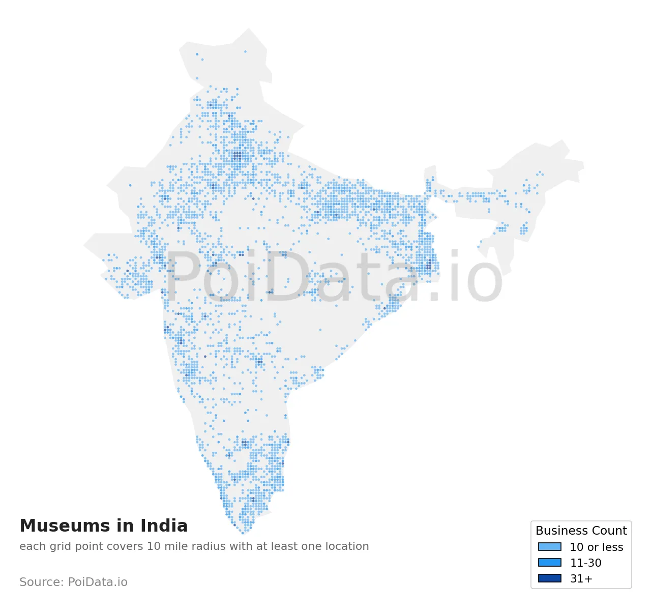 Museum density map for India