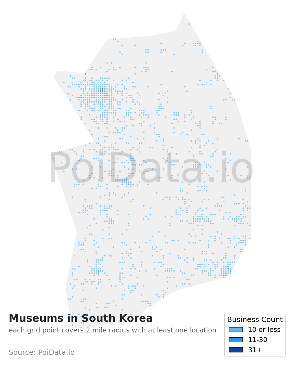 Museum density map for South Korea