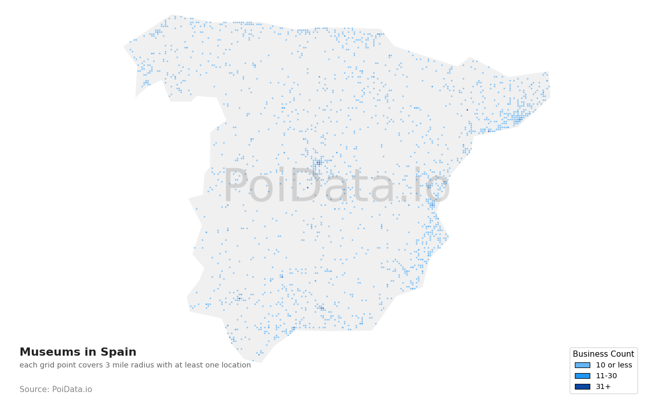 Museum density map for Spain