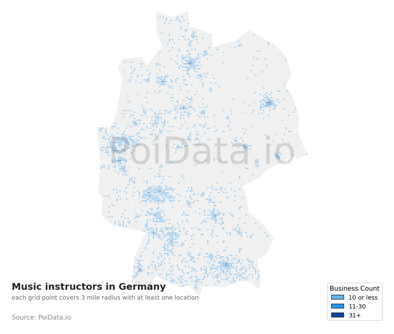 Music instructor density map for Germany