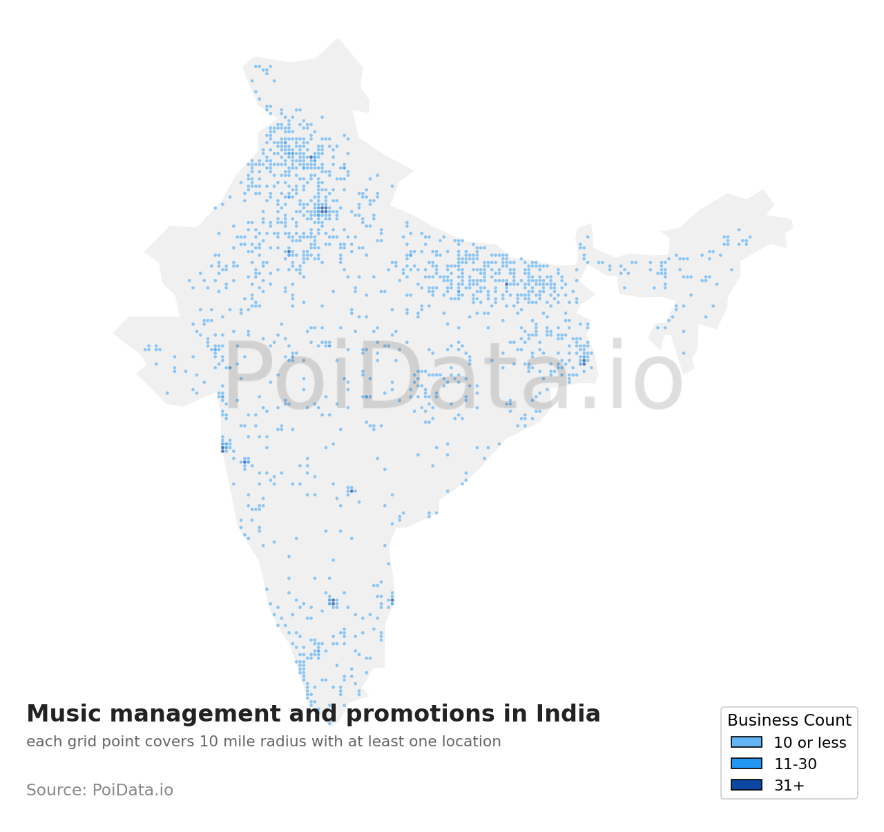 Music management and promotion density map for India