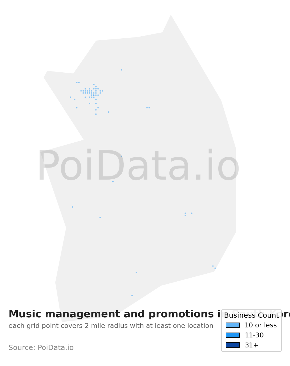 Music management and promotion density map for South Korea