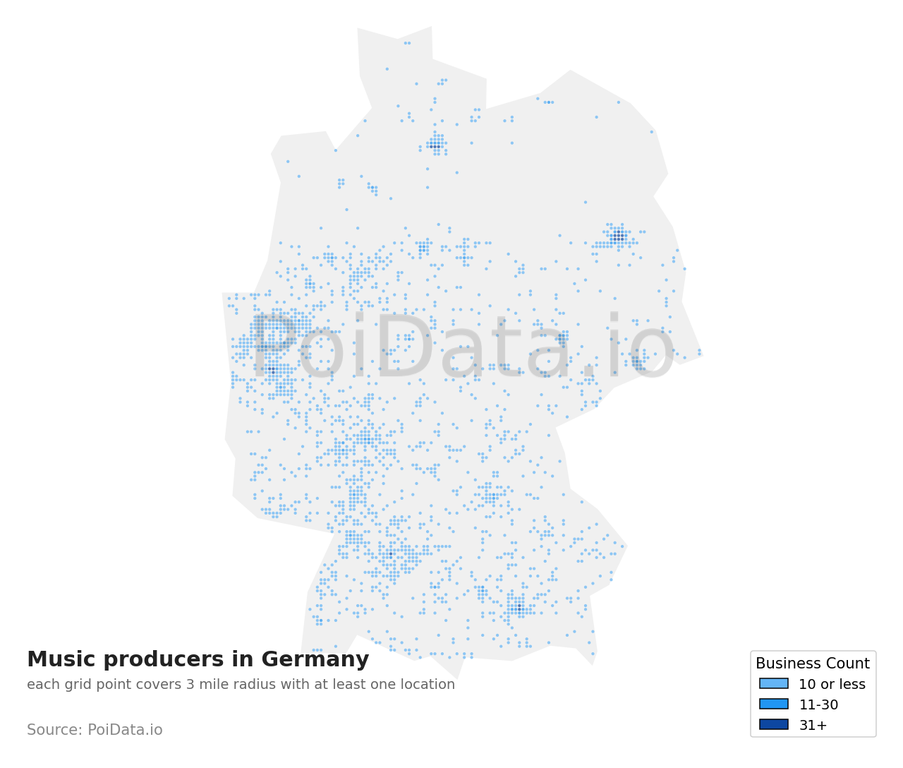 Music producer density map for Germany