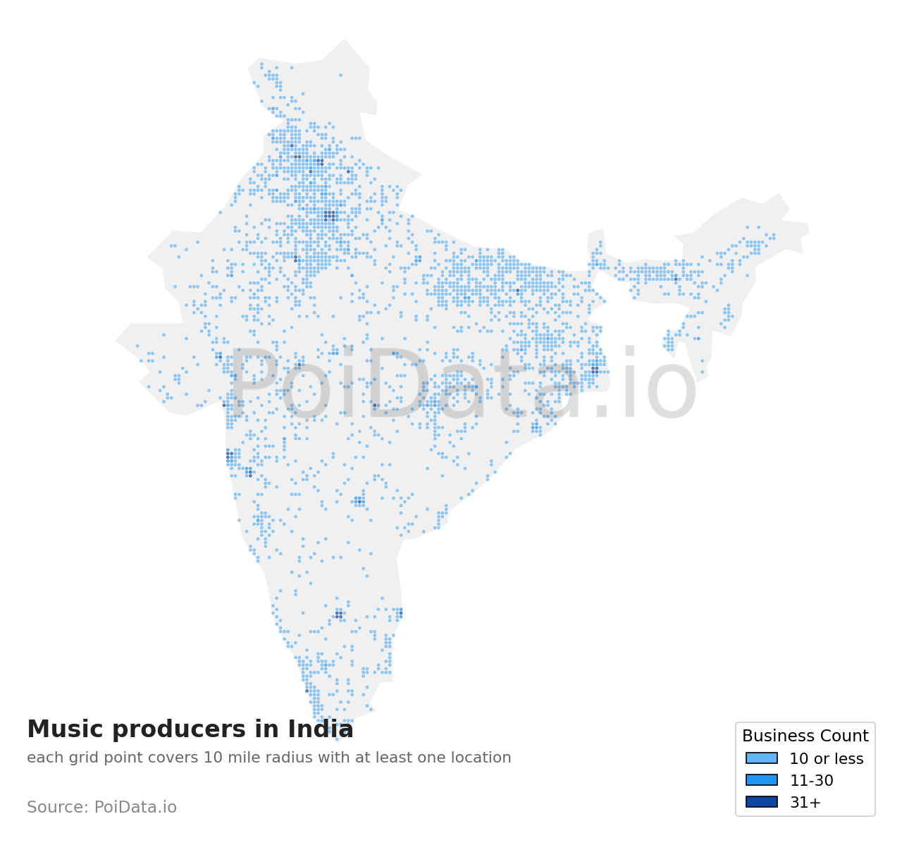 Music producer density map for India