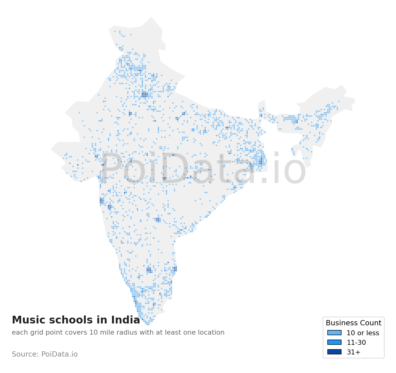 Music school density map for India