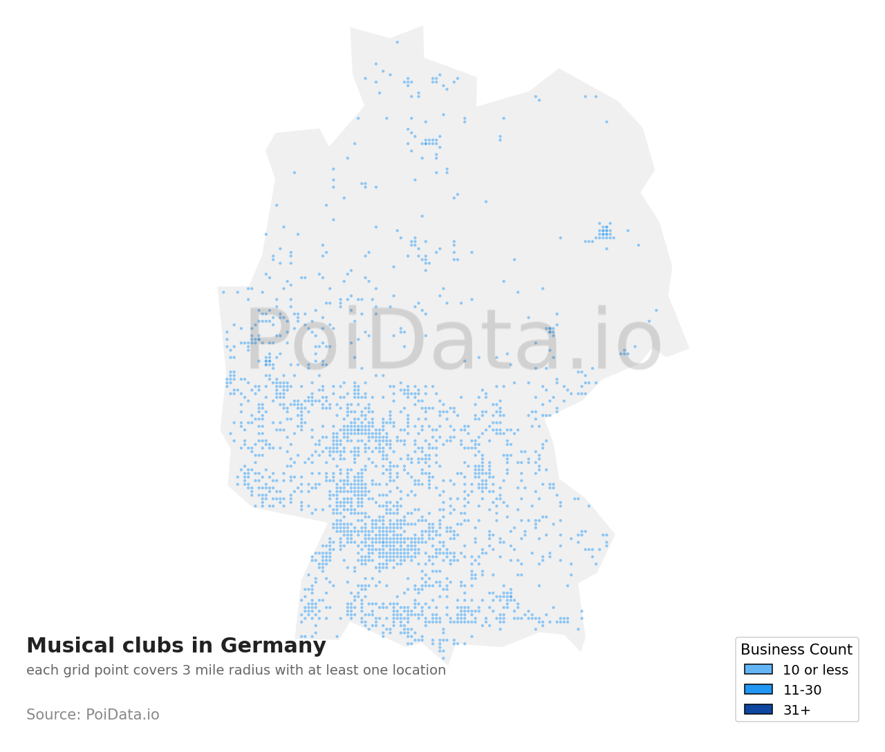 Musical club density map for Germany
