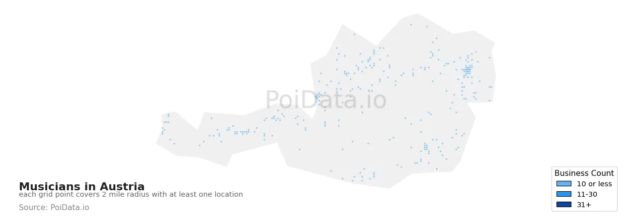 Musician density map for Austria