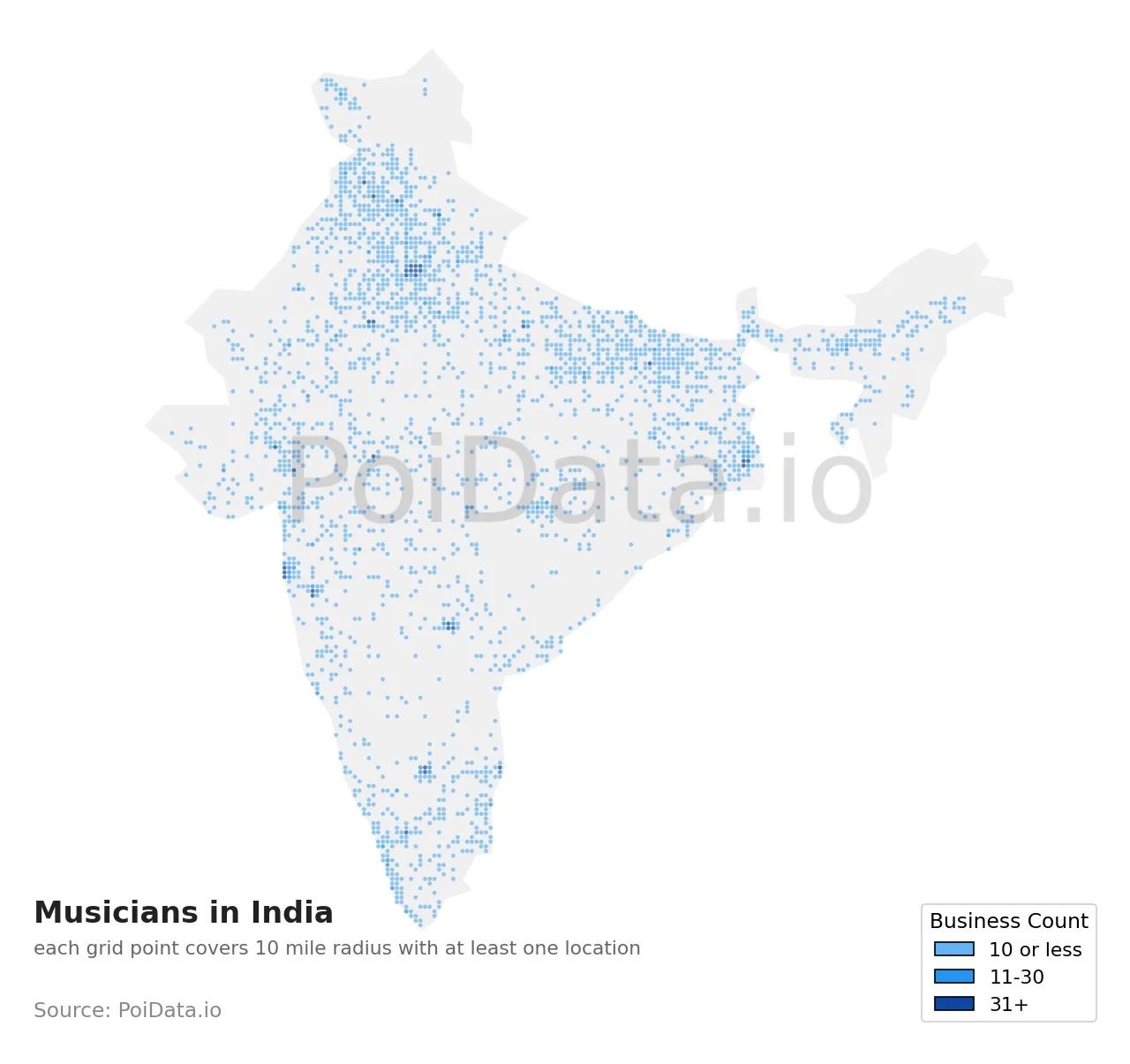 Musician density map for India