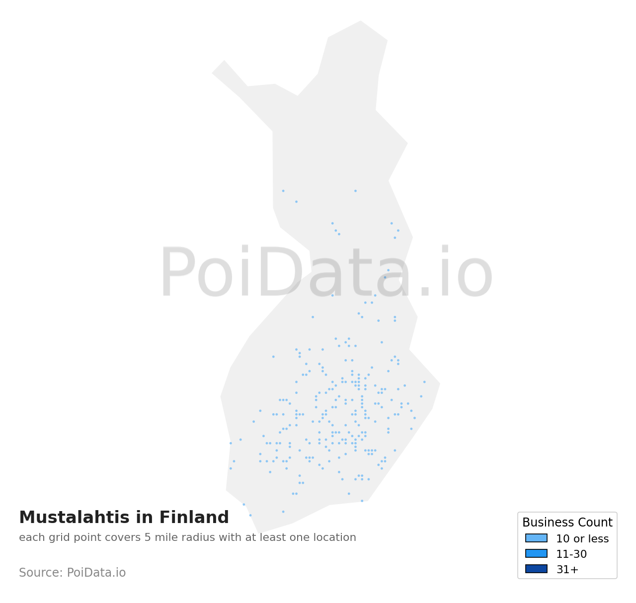 Mustalahti density map for Finland