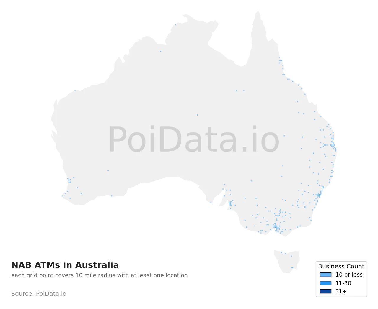 NAB ATM density map for Australia