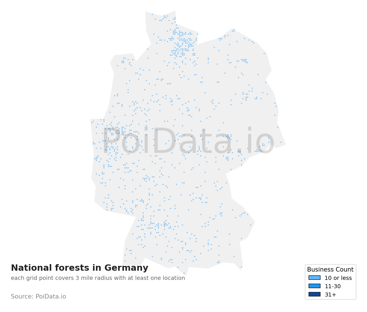 National forest density map for Germany