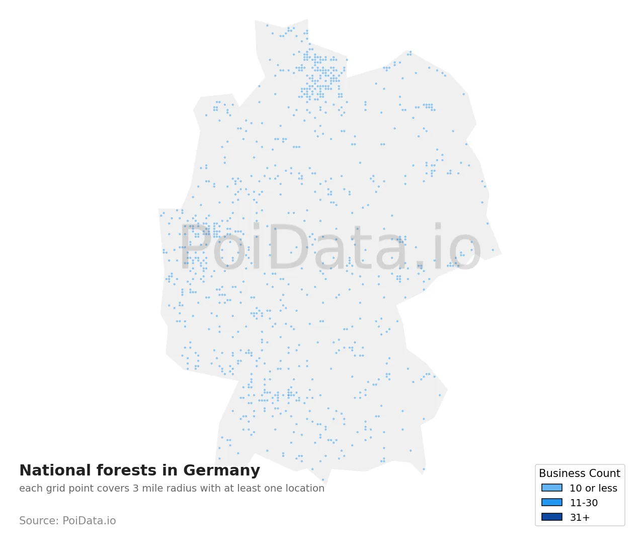 National forest density map for Germany