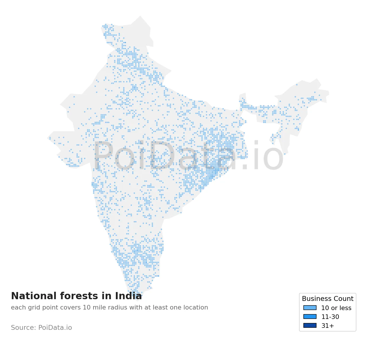 National forest density map for India