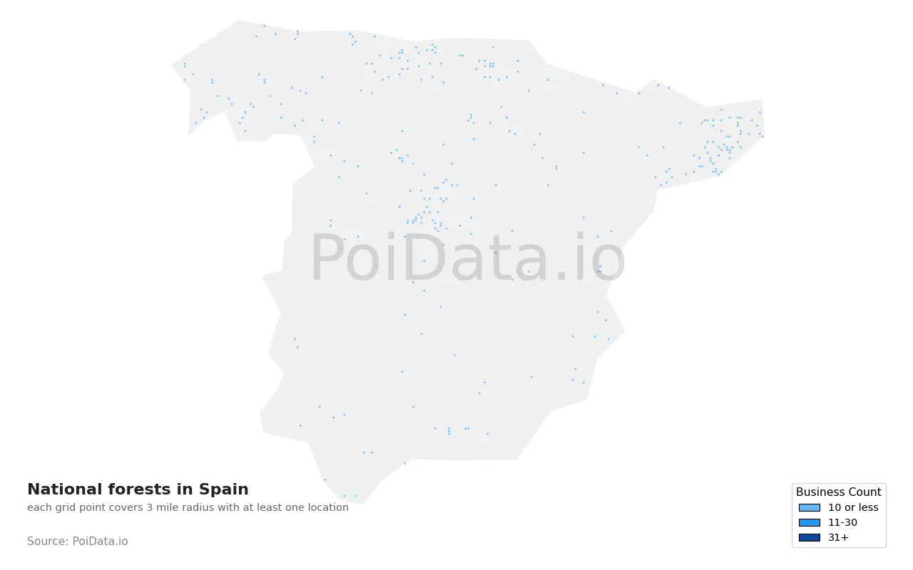 National forest density map for Spain