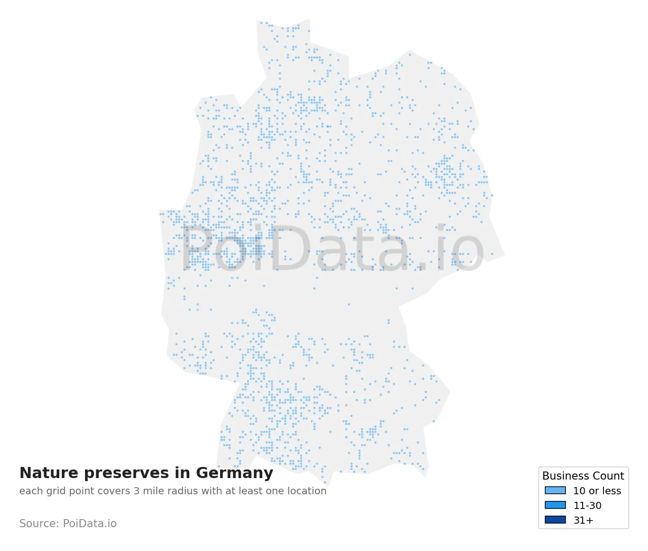 Nature preserve density map for Germany