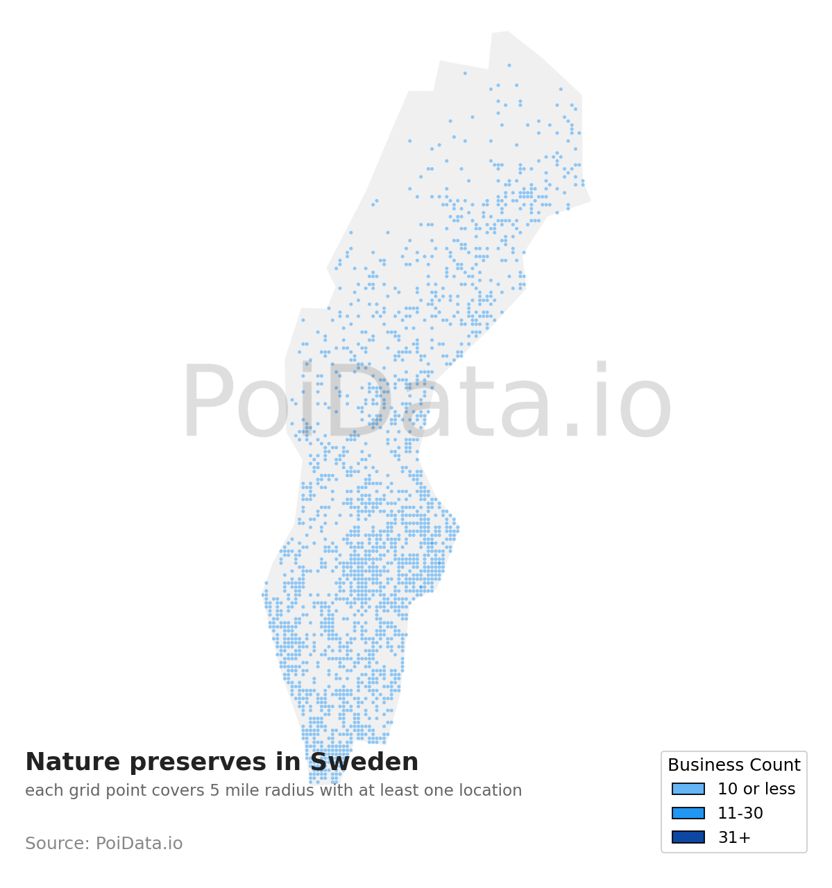 Nature preserve density map for Sweden