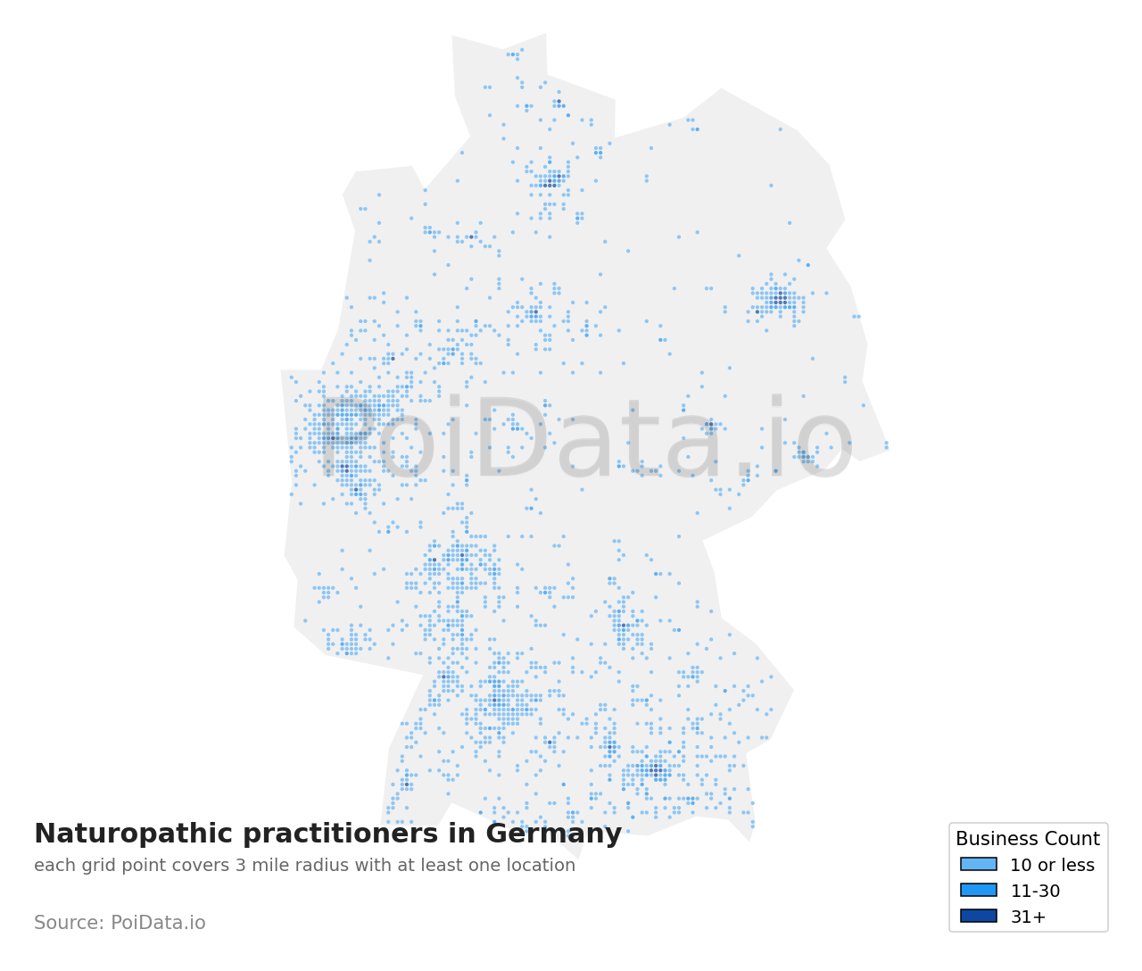 Naturopathic practitioner density map for Germany