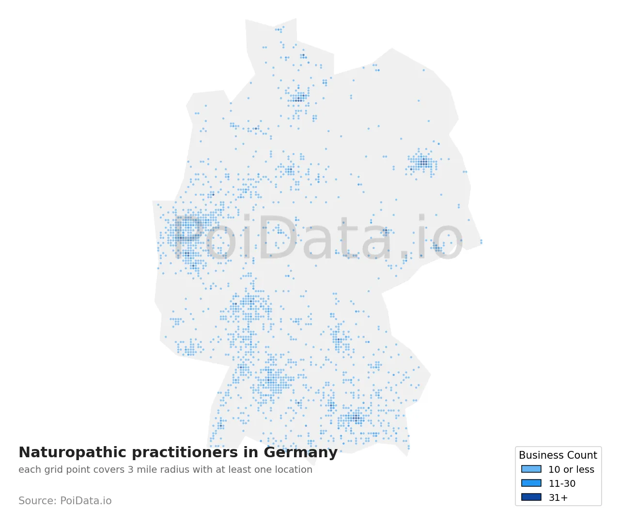 Naturopathic practitioner density map for Germany