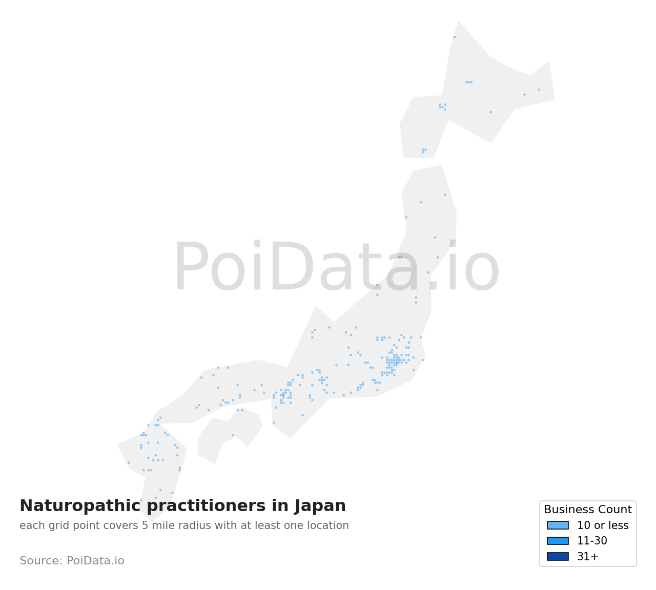 Naturopathic practitioner density map for Japan
