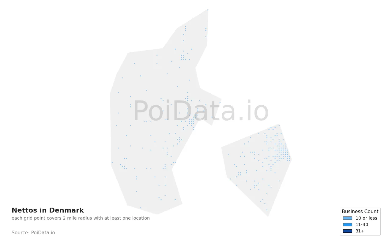 Netto density map for Denmark
