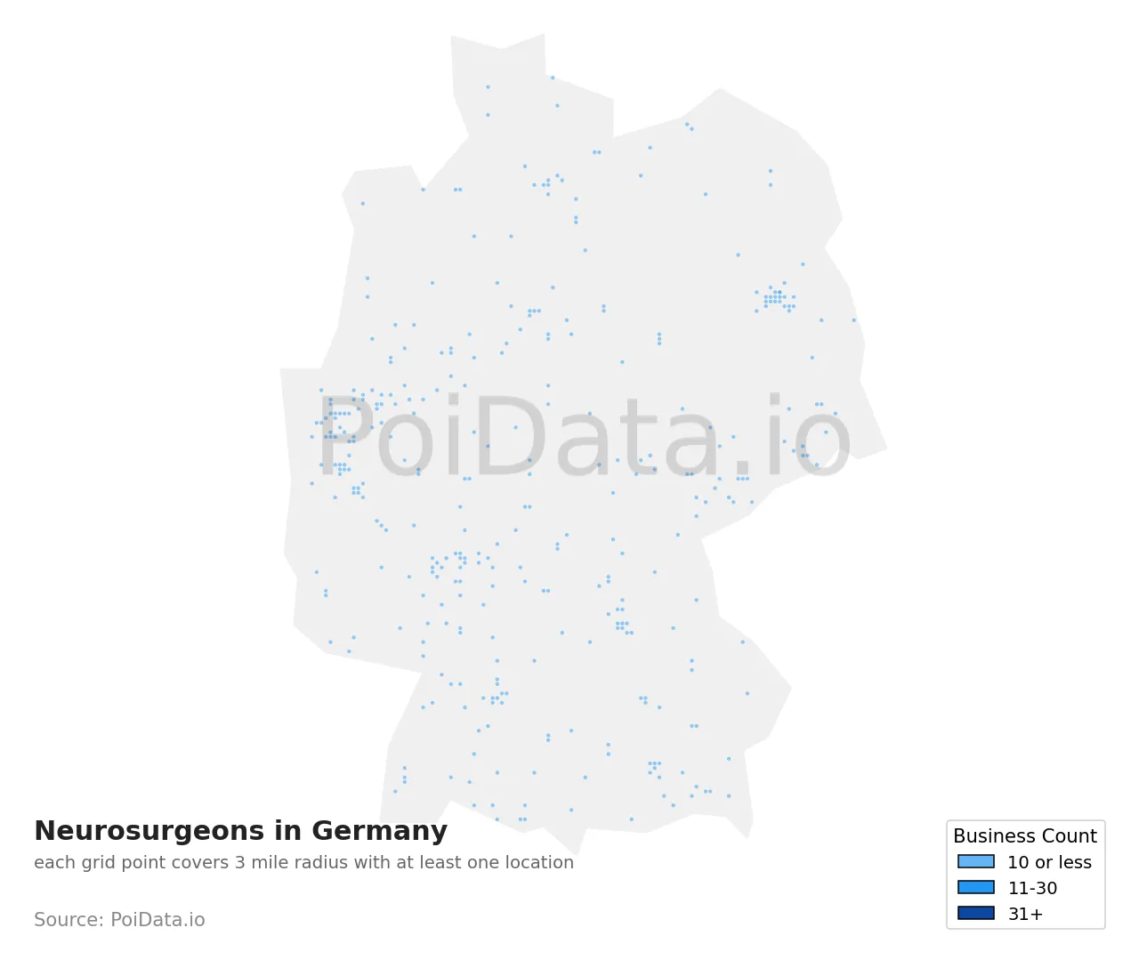 Neurosurgeon density map for Germany