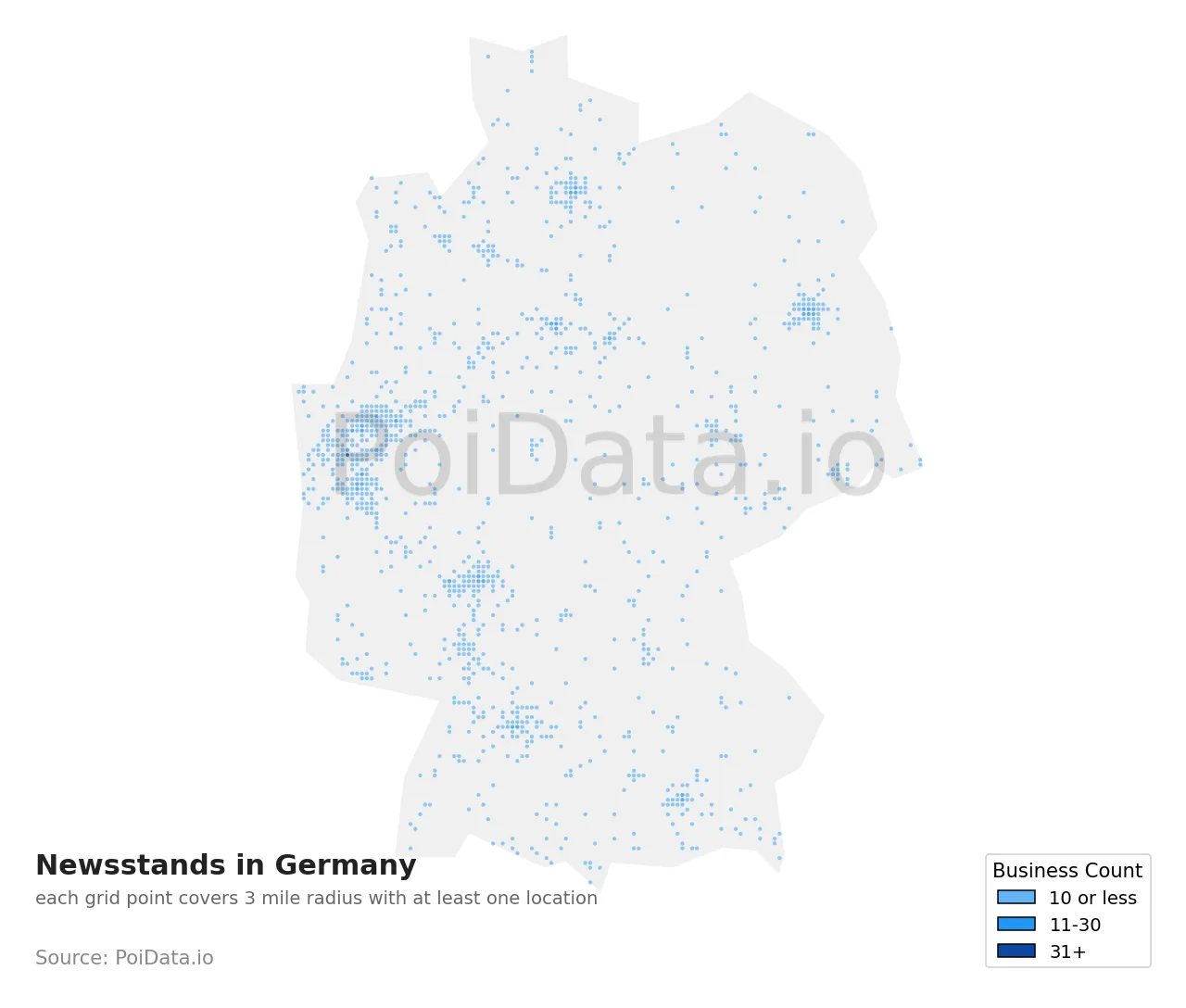Newsstand density map for Germany