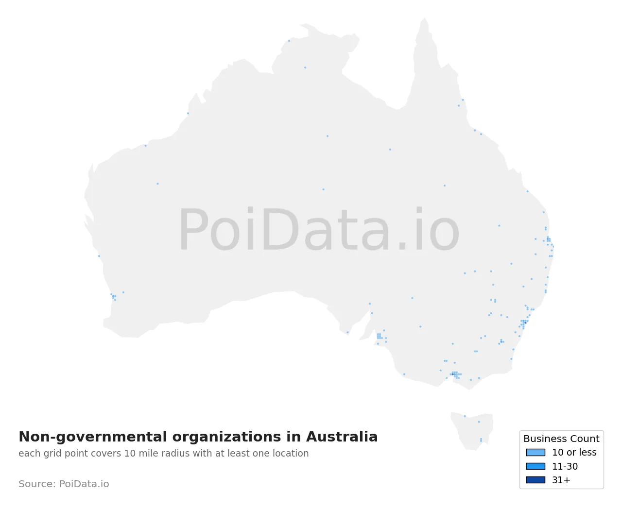 Non-governmental organization density map for Australia