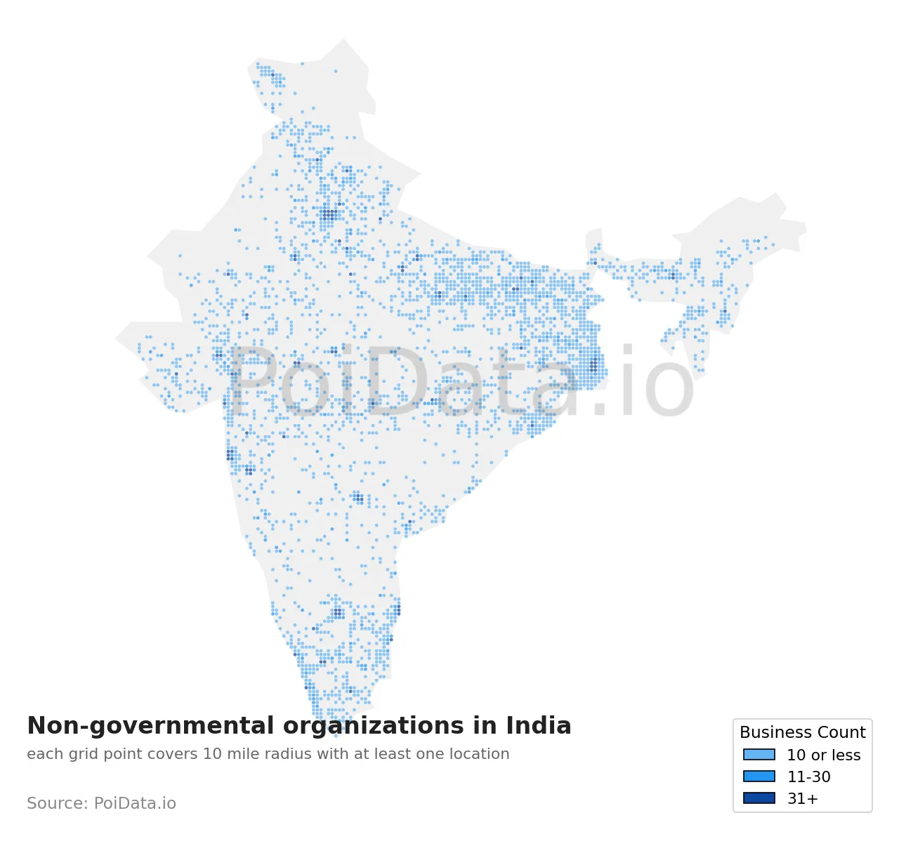 Non-governmental organization density map for India