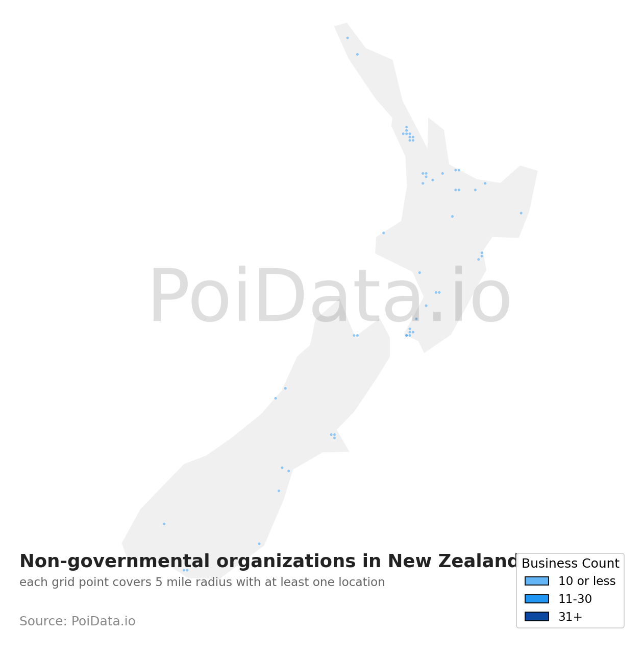 Non-governmental organization density map for New Zealand