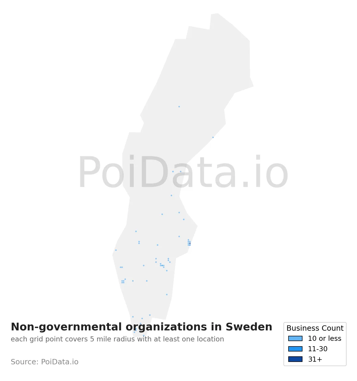 Non-governmental organization density map for Sweden