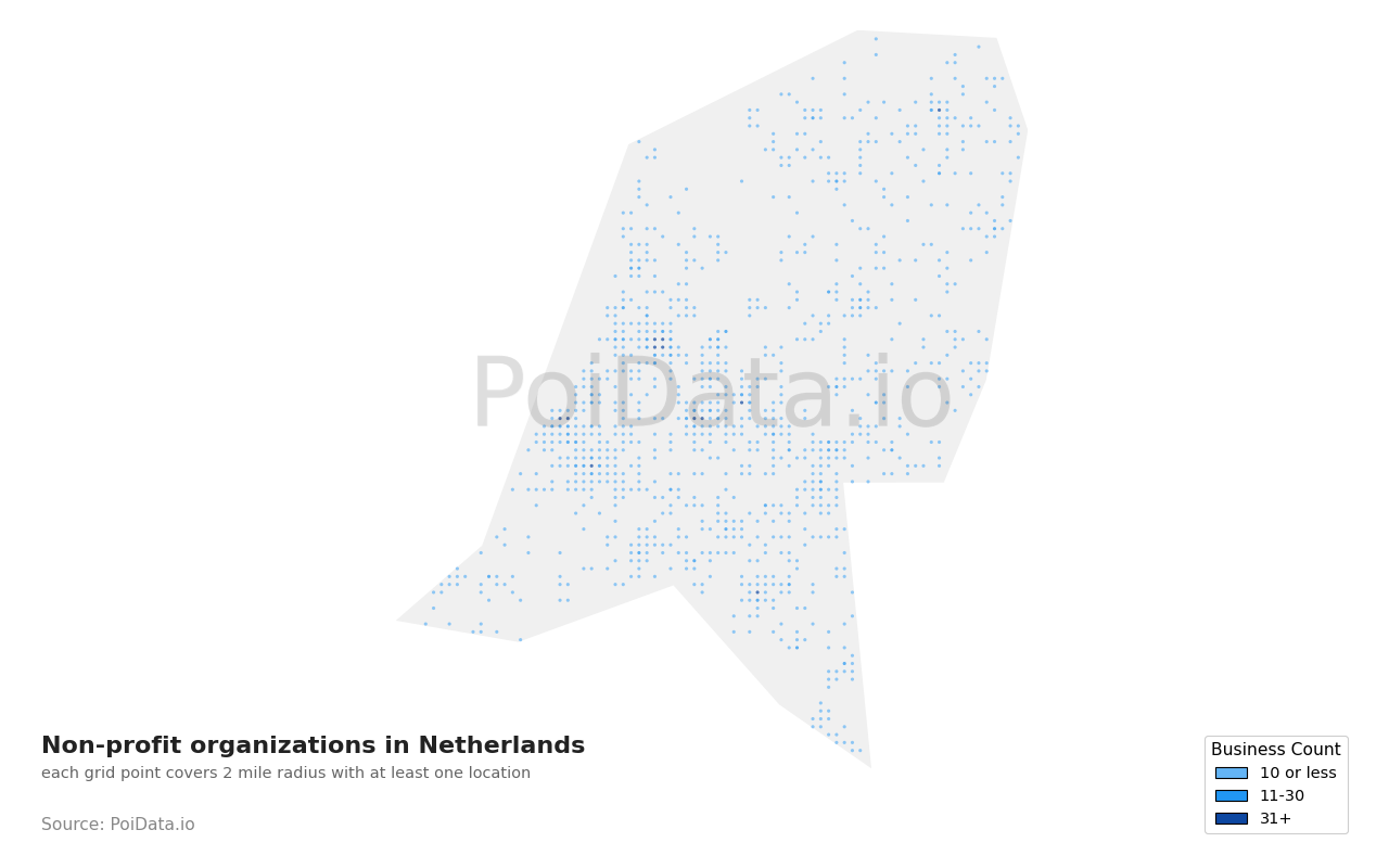 Non-profit organization density map for Netherlands