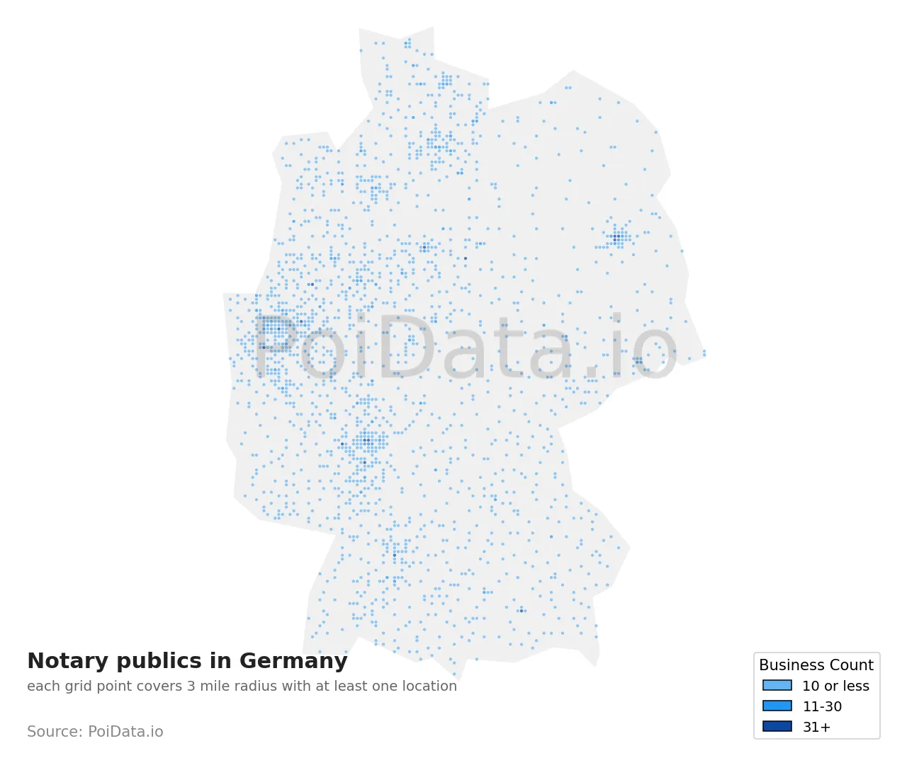 Notary public density map for Germany