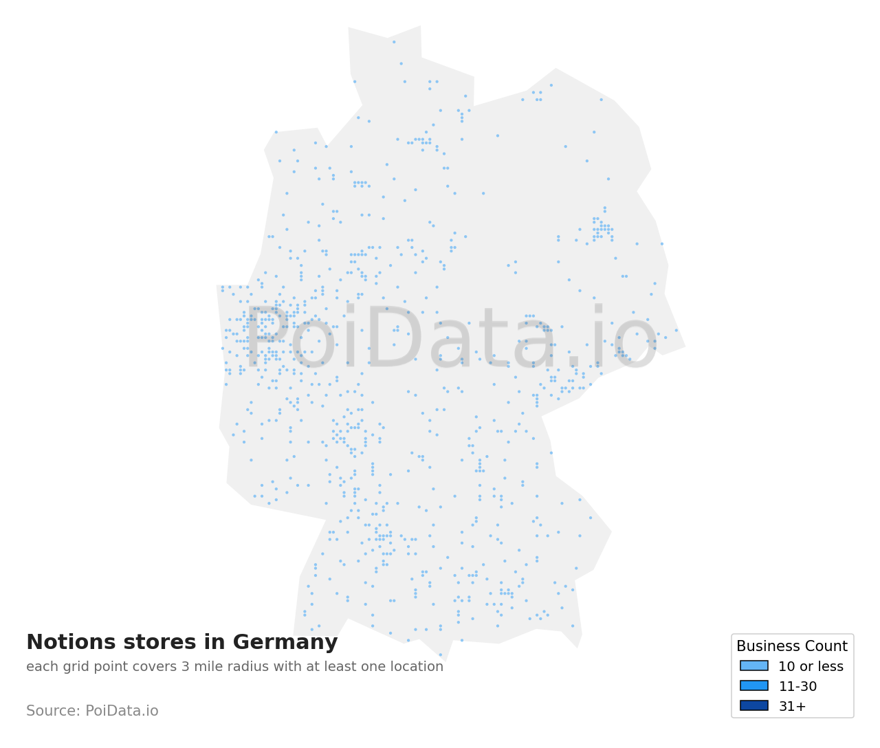 Notions store density map for Germany
