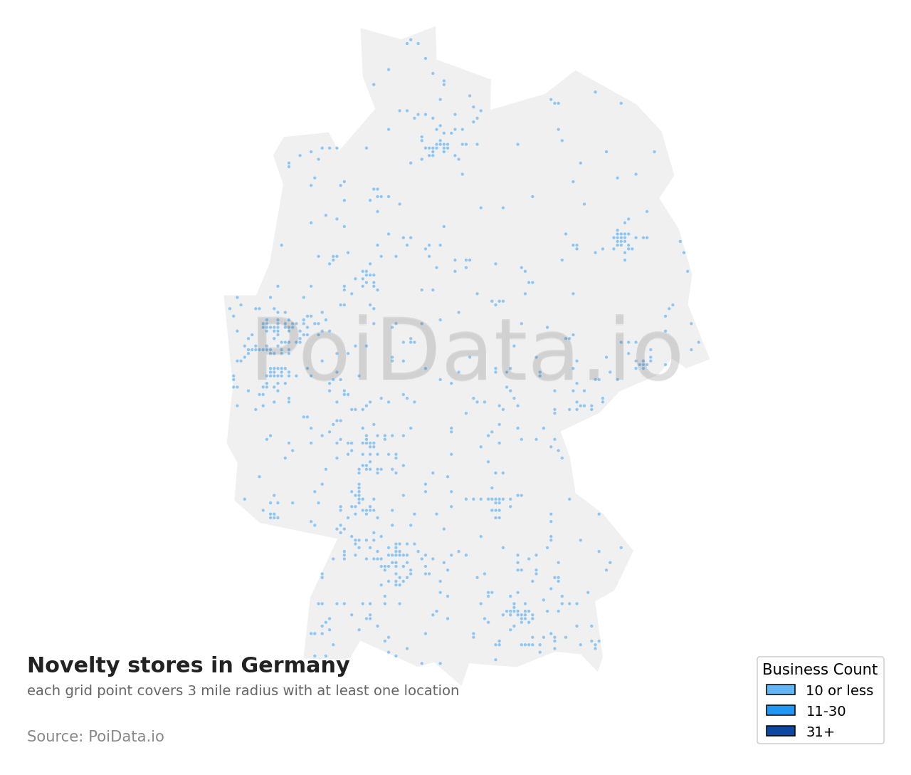 Novelty store density map for Germany