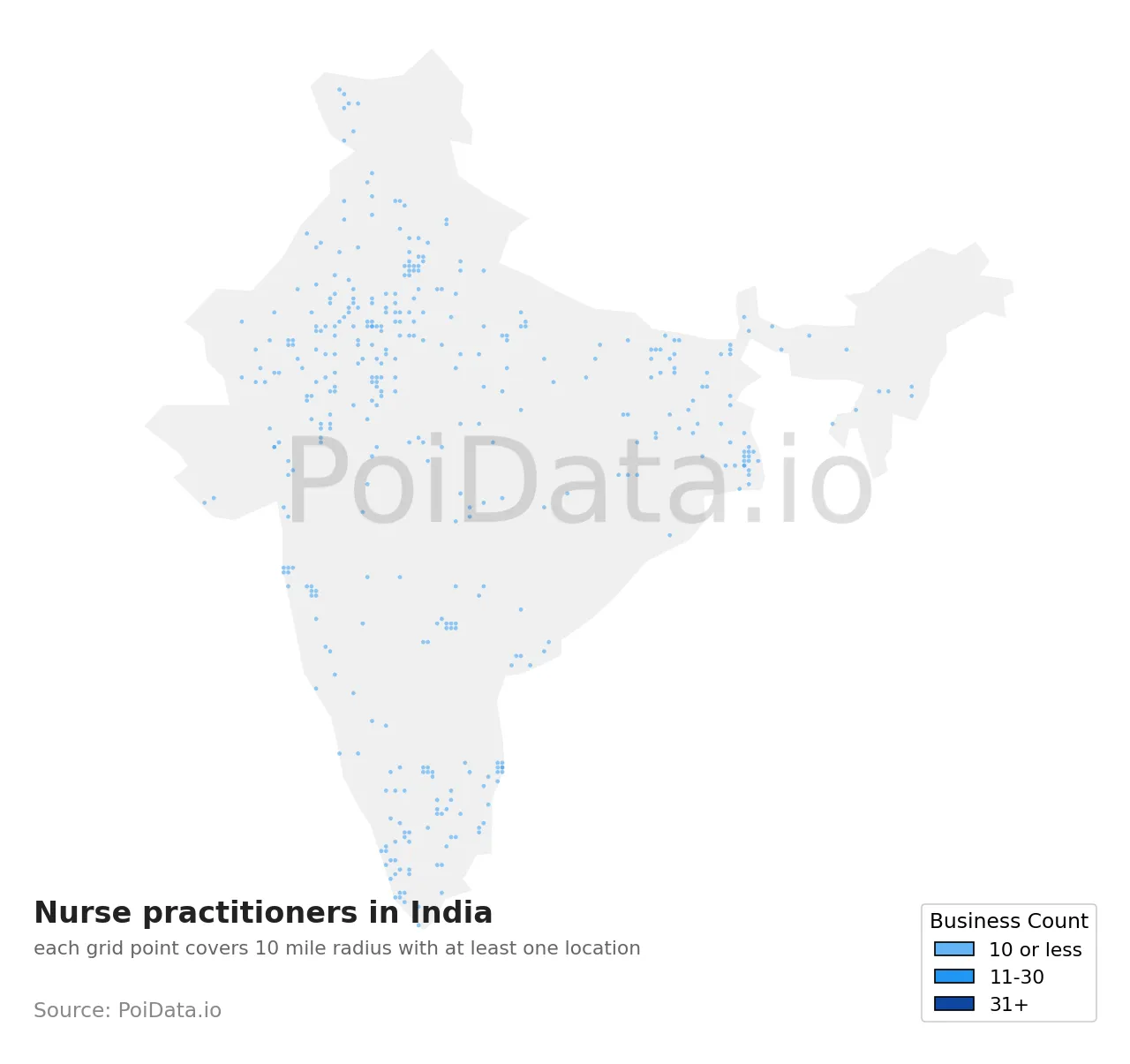 Nurse practitioner density map for India
