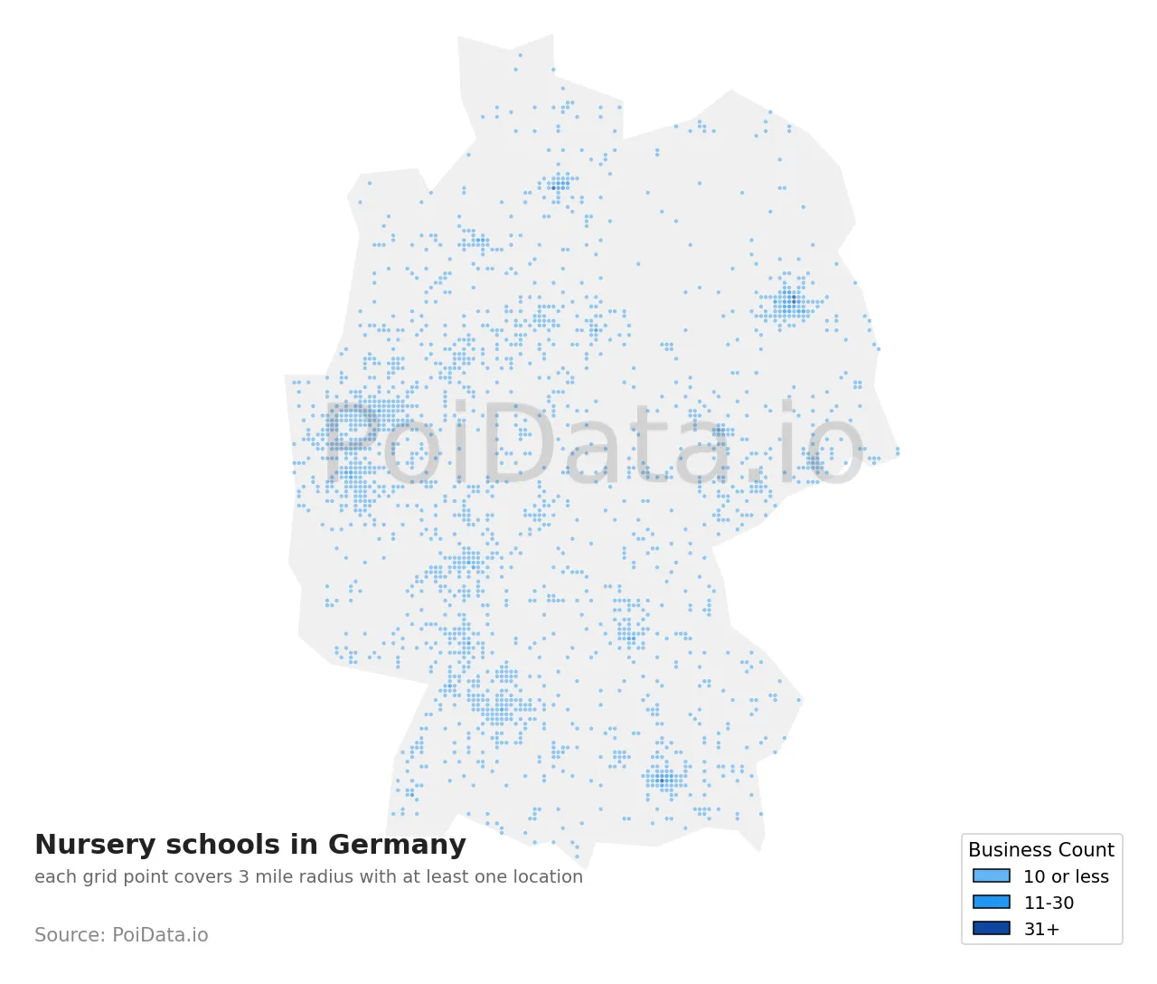 Nursery school density map for Germany