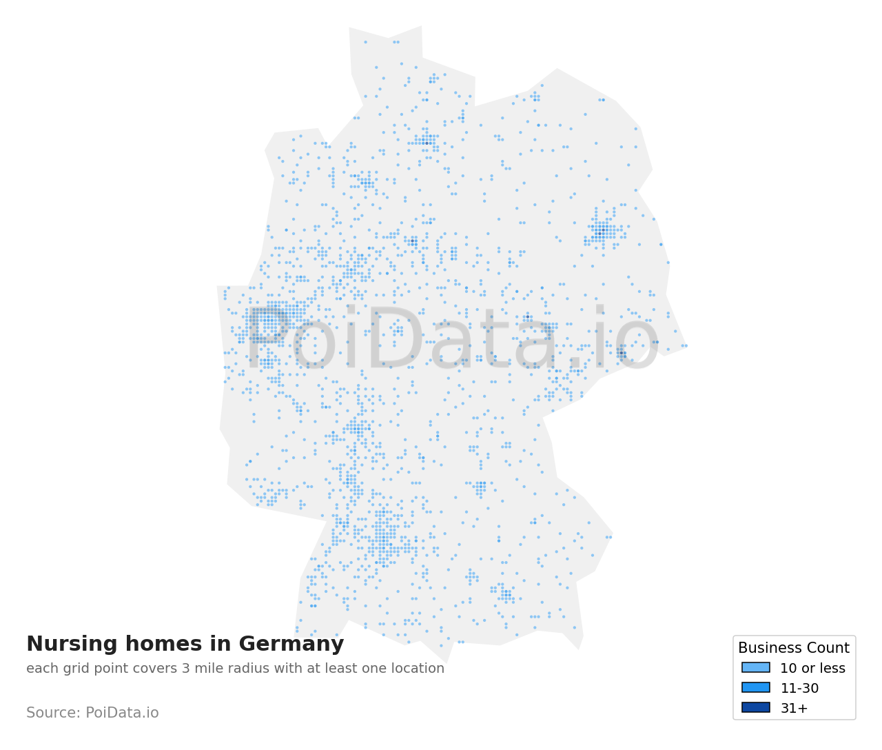 Nursing home density map for Germany