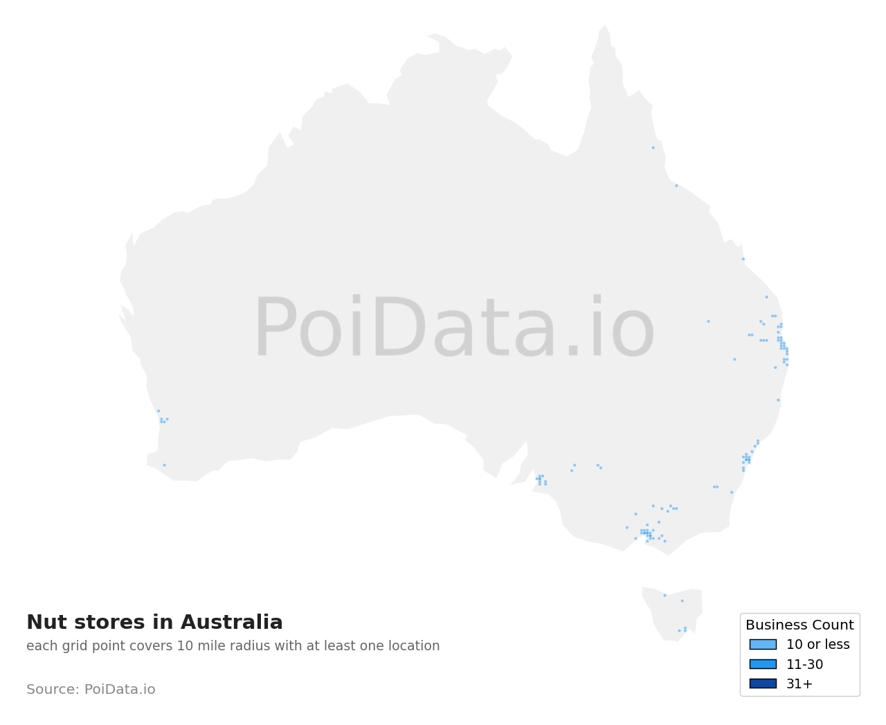 Nut store density map for Victoria, Australia