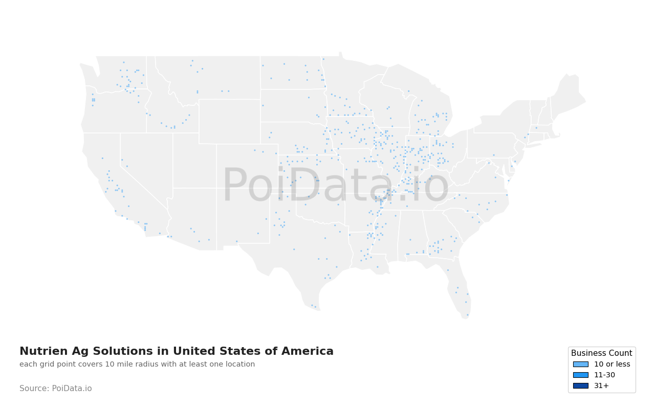 Nutrien Ag Solutions density map for United States