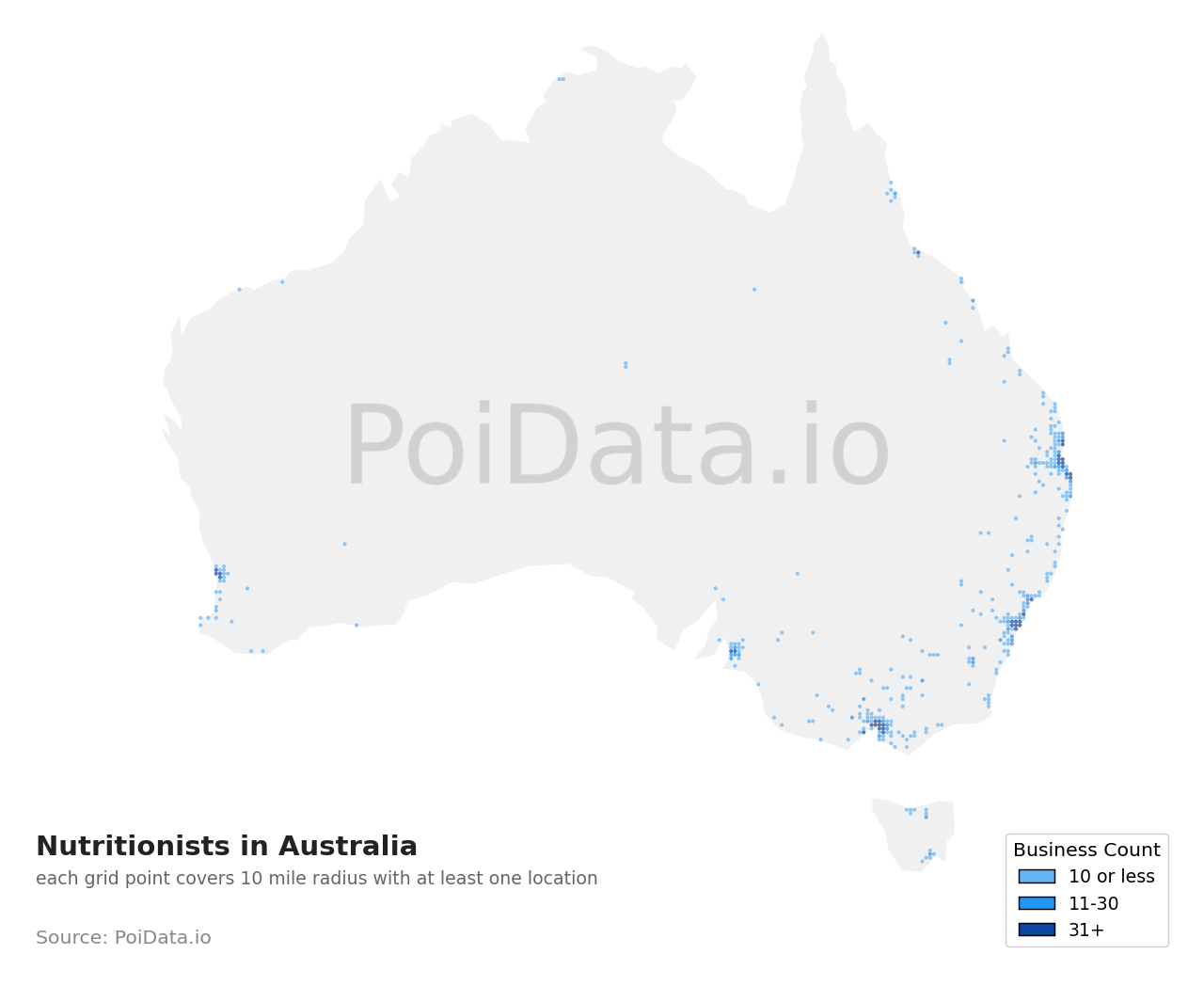Nutritionist density map for Australia