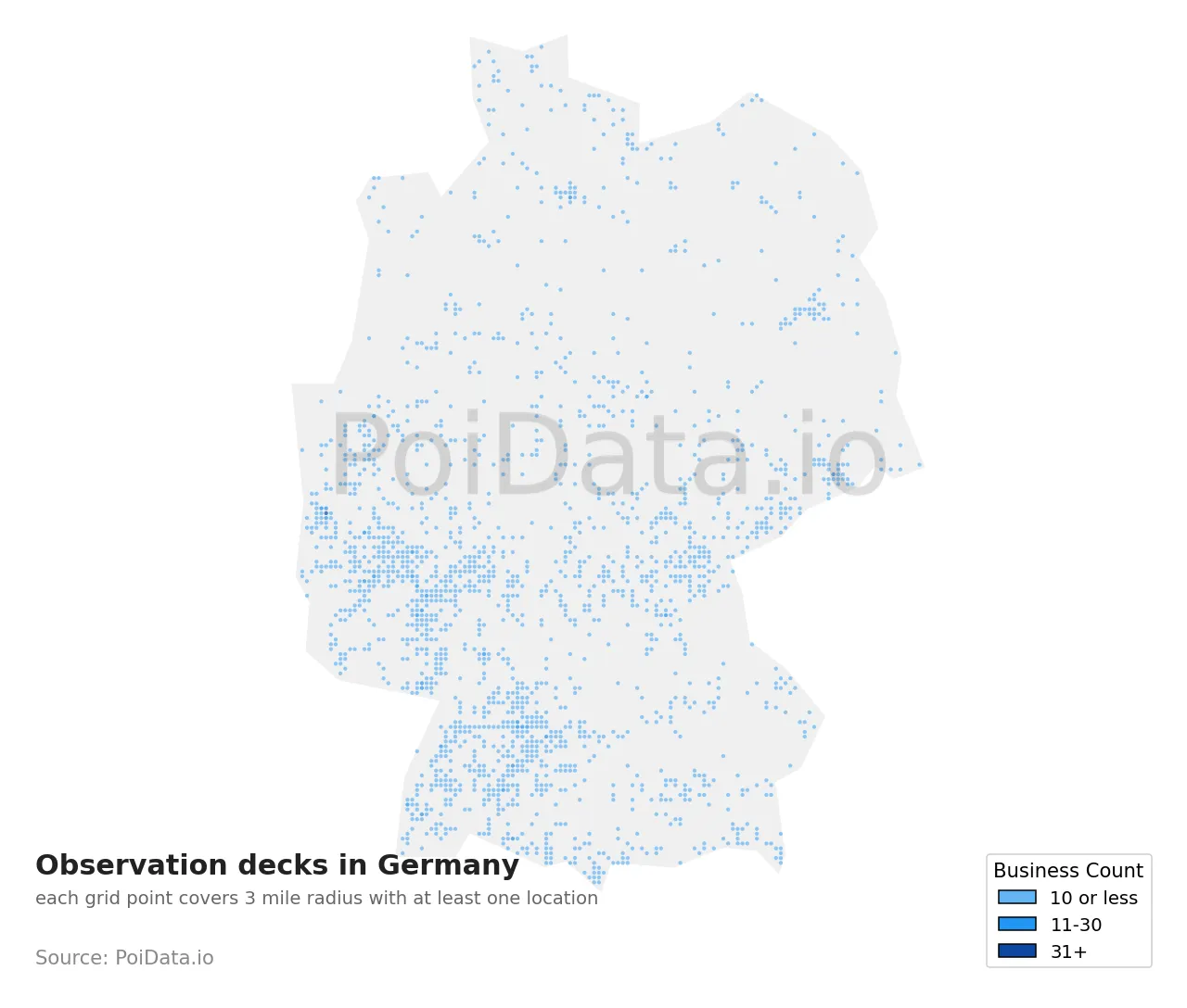Observation deck density map for Germany