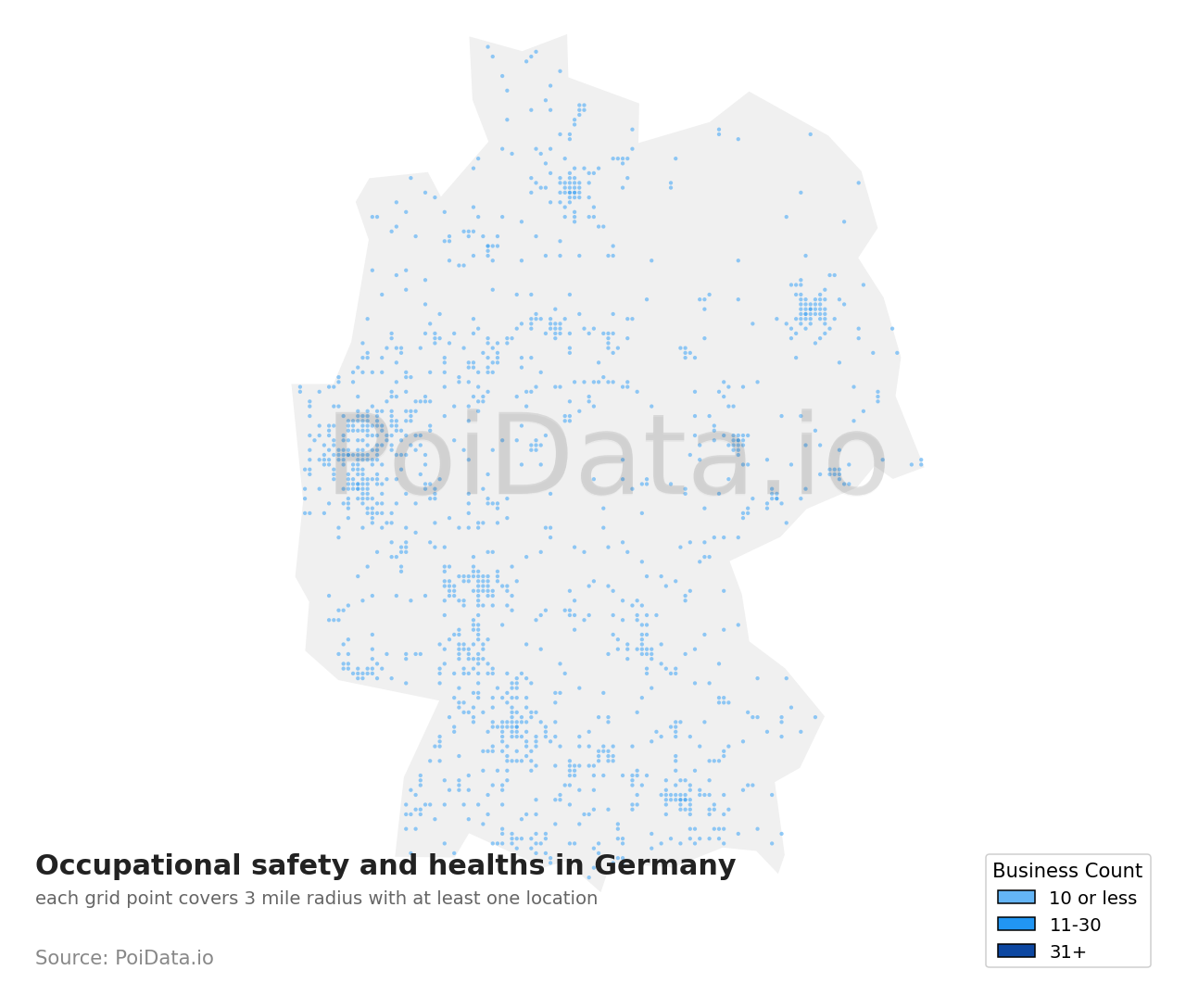 Occupational safety and health density map for Germany