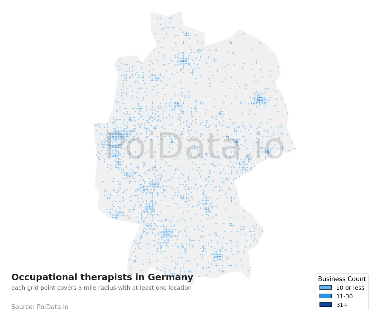 Occupational therapist density map for Germany