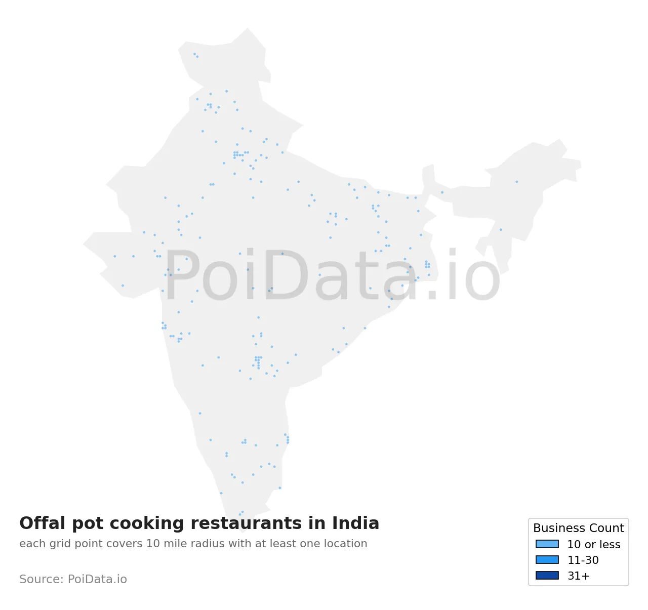Offal pot cooking restaurant density map for India