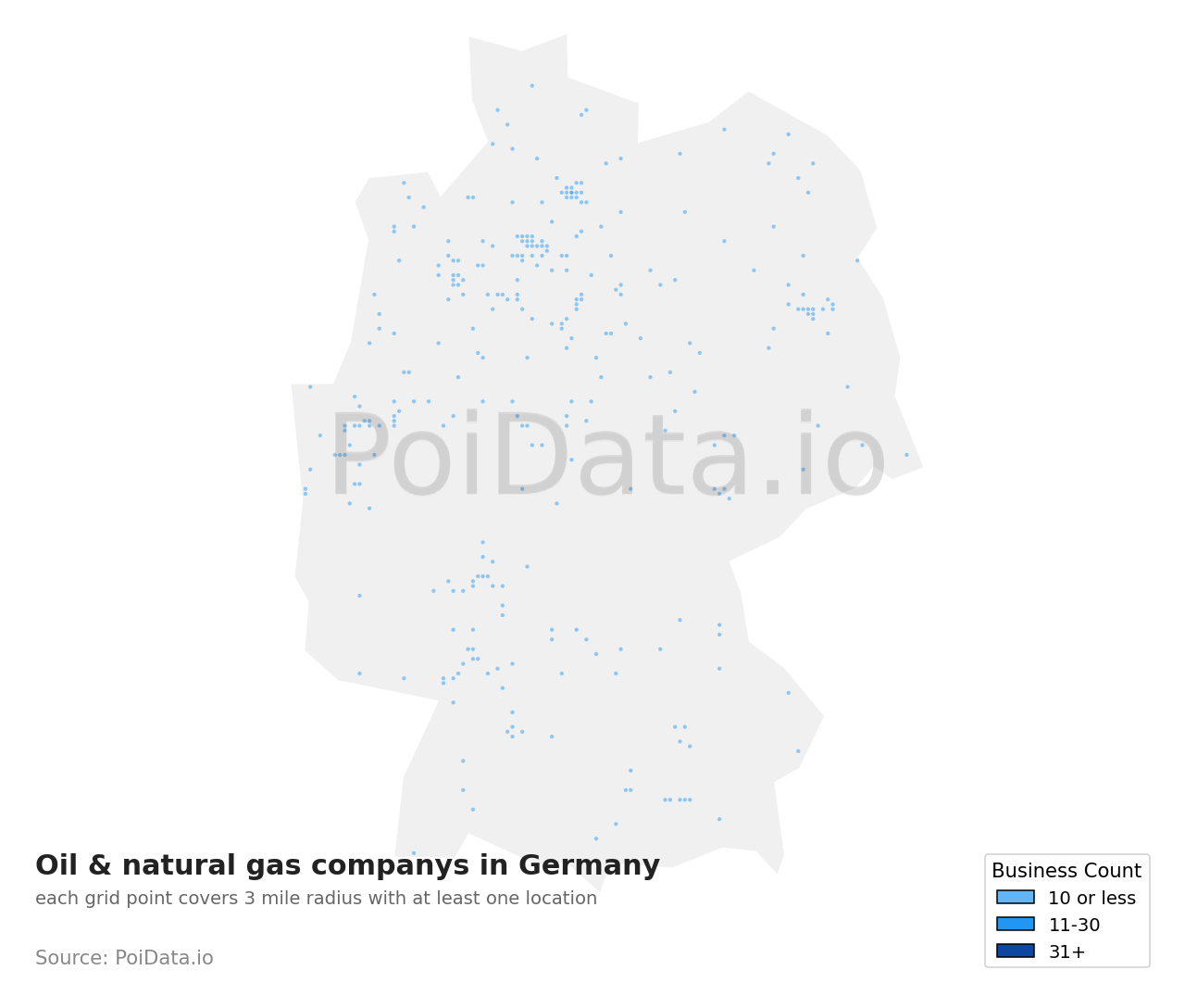Oil & natural gas company density map for Germany