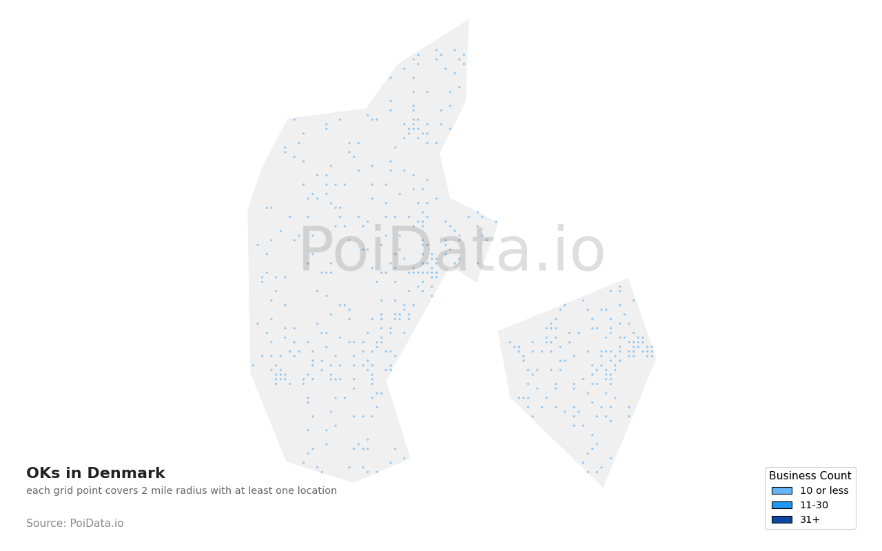 OK density map for Denmark