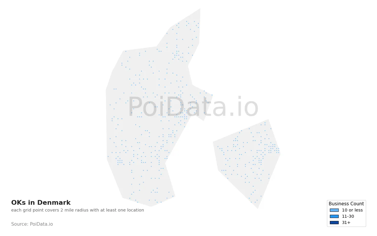 OK density map for Denmark