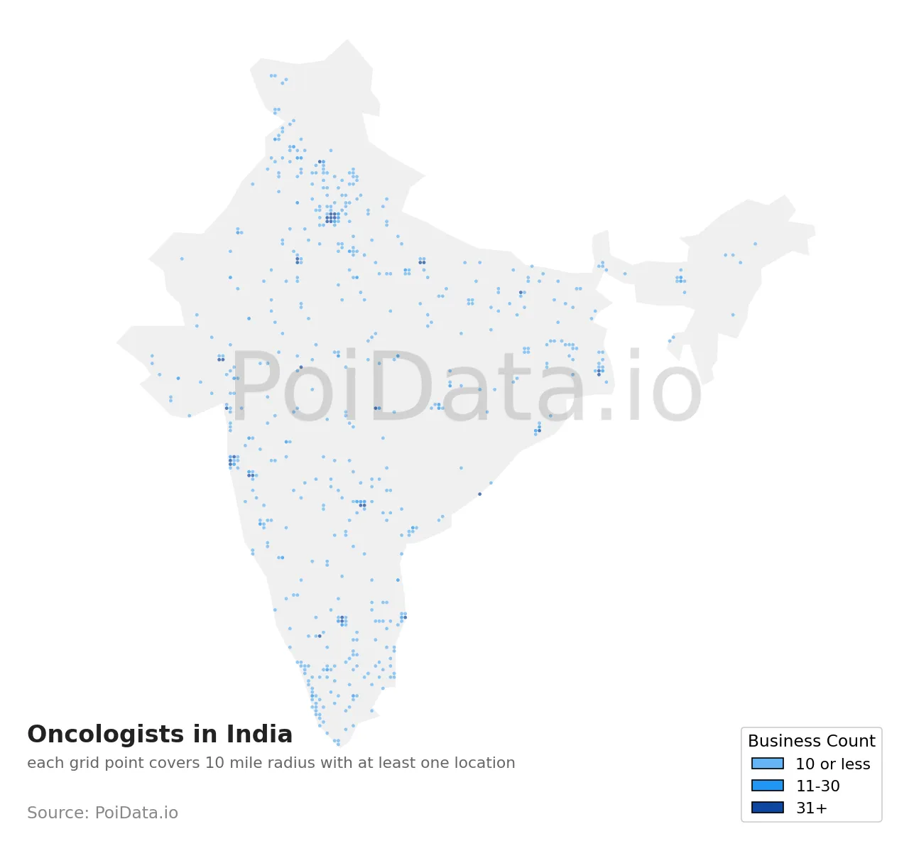 Oncologist density map for India