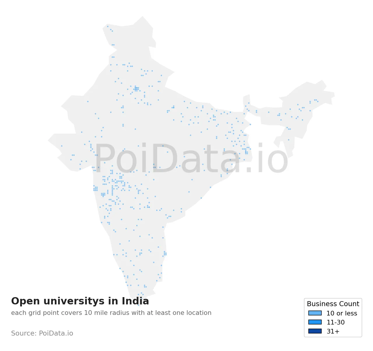 Open university density map for India